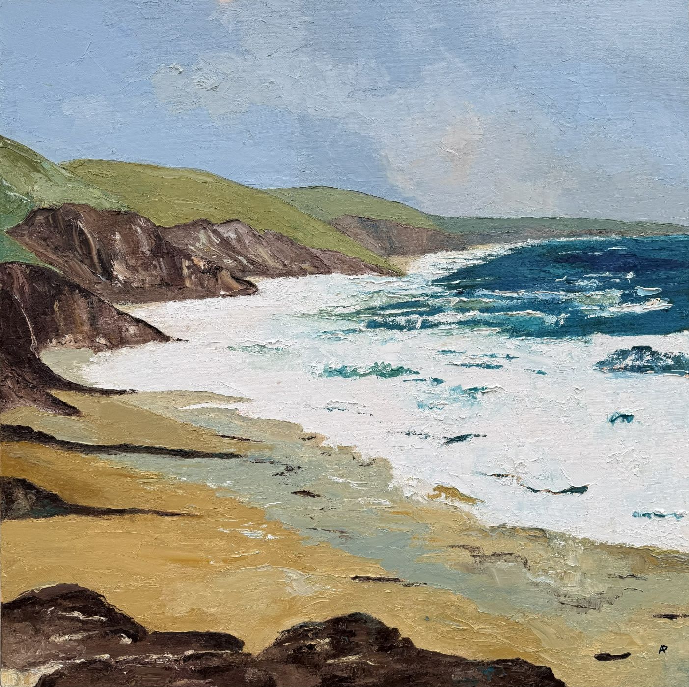 APA 25 50 Windy Day High Surf Towards the Lizard Point from Porthleven OIL on Canvas 80cm x 80cm v3.jpg