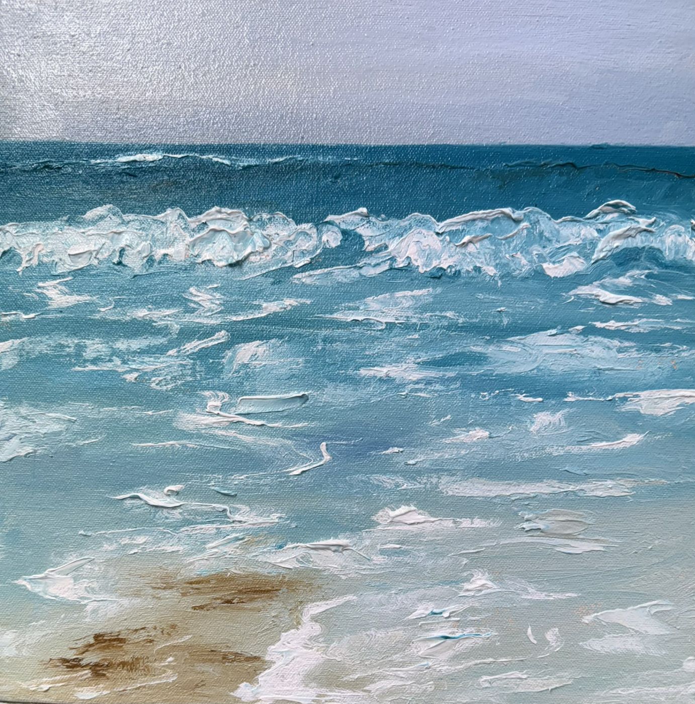 APA 25 49 Surf at Porthmeor St Ives OIL on Canvas 12x12.jpg